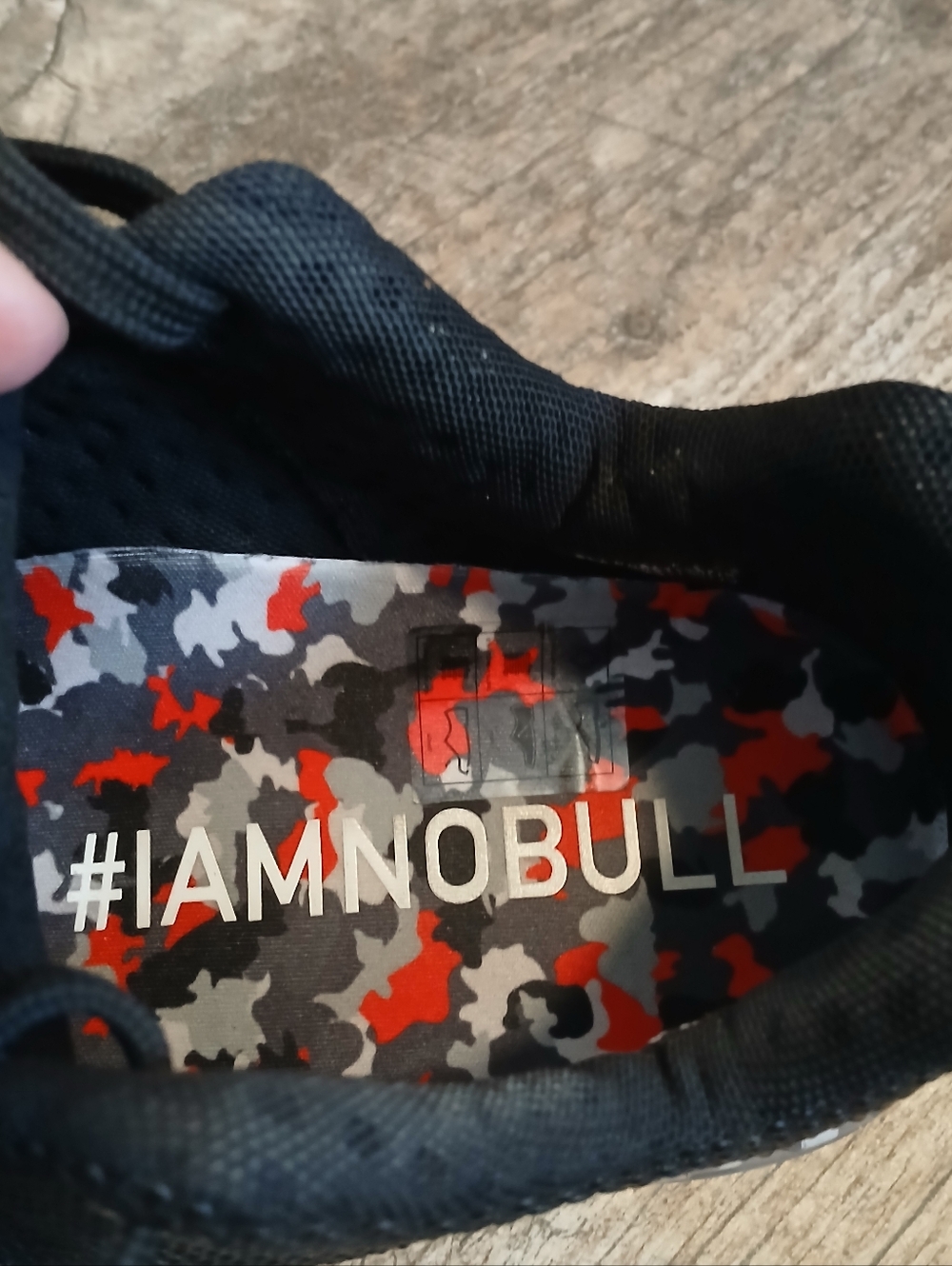 NOBULL Black Athletic Shoes with Red Camouflage Sole - Picture 7 of 8